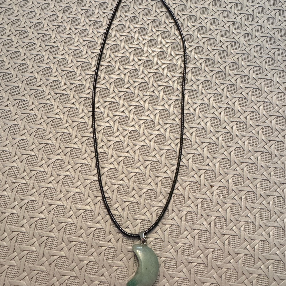 Elegant Green Aventurine Crescent Pendant Necklace